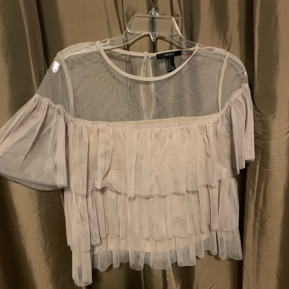 Cream ruffle top